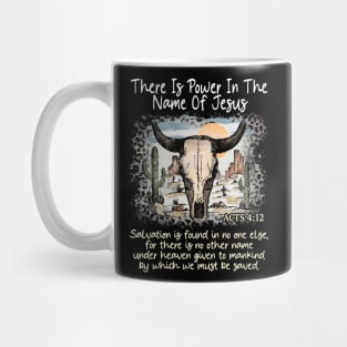 There Is Power In The Name Of Jesus Bull Skull Desert Retro Mug